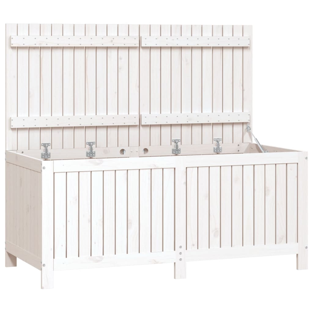 vidaXL Caja de almacenaje jardín madera de pino blanco 147x68x64 cm