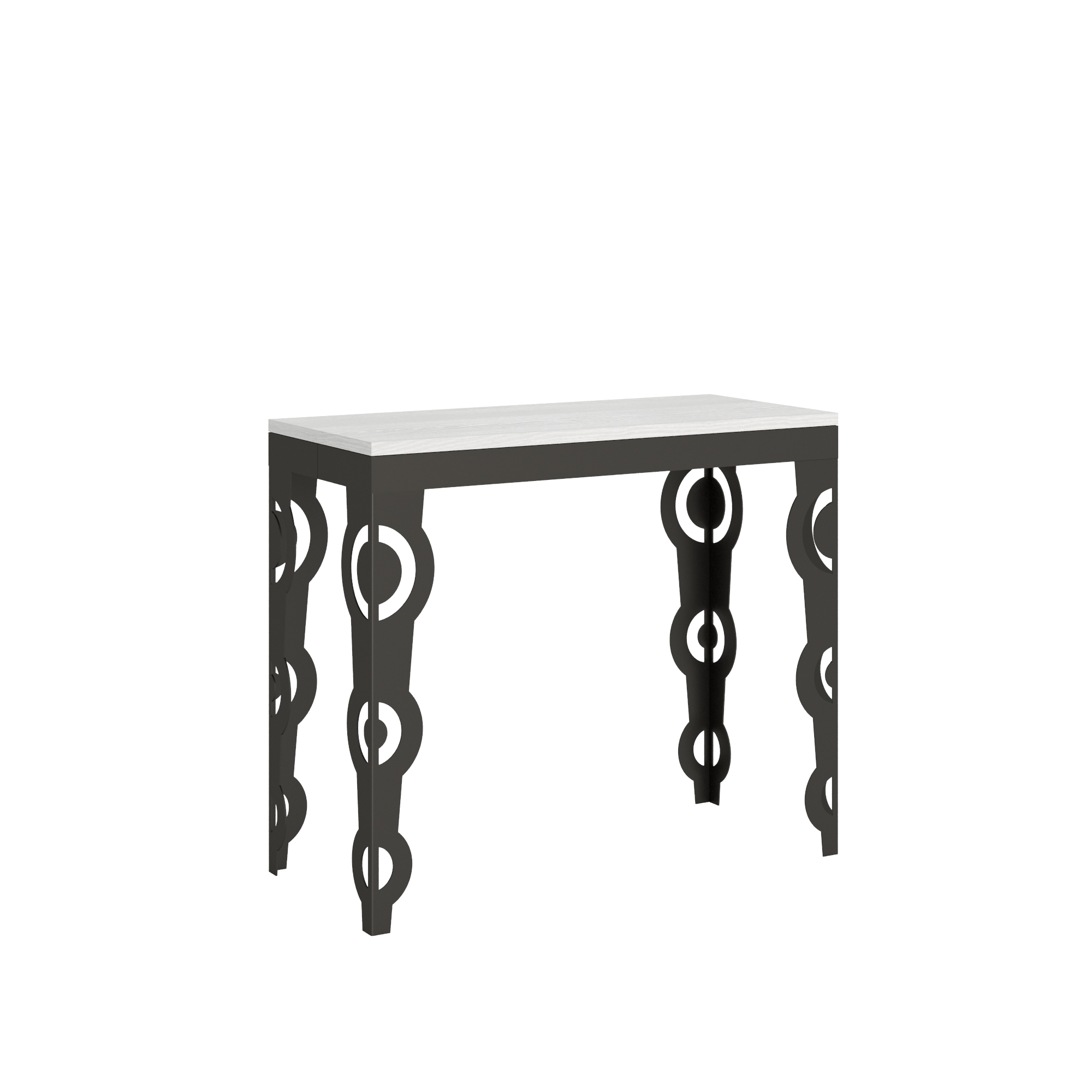 Consola extensible 90x40/300 cm Karamay Evolution Blanco Fresno Estructura Antracita - Itamoby
