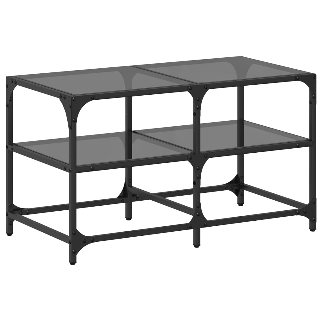 Vidaxl Mesa de Centro de Vidrio y Acero 78,5x40x45 Cm Transparente y Negro
