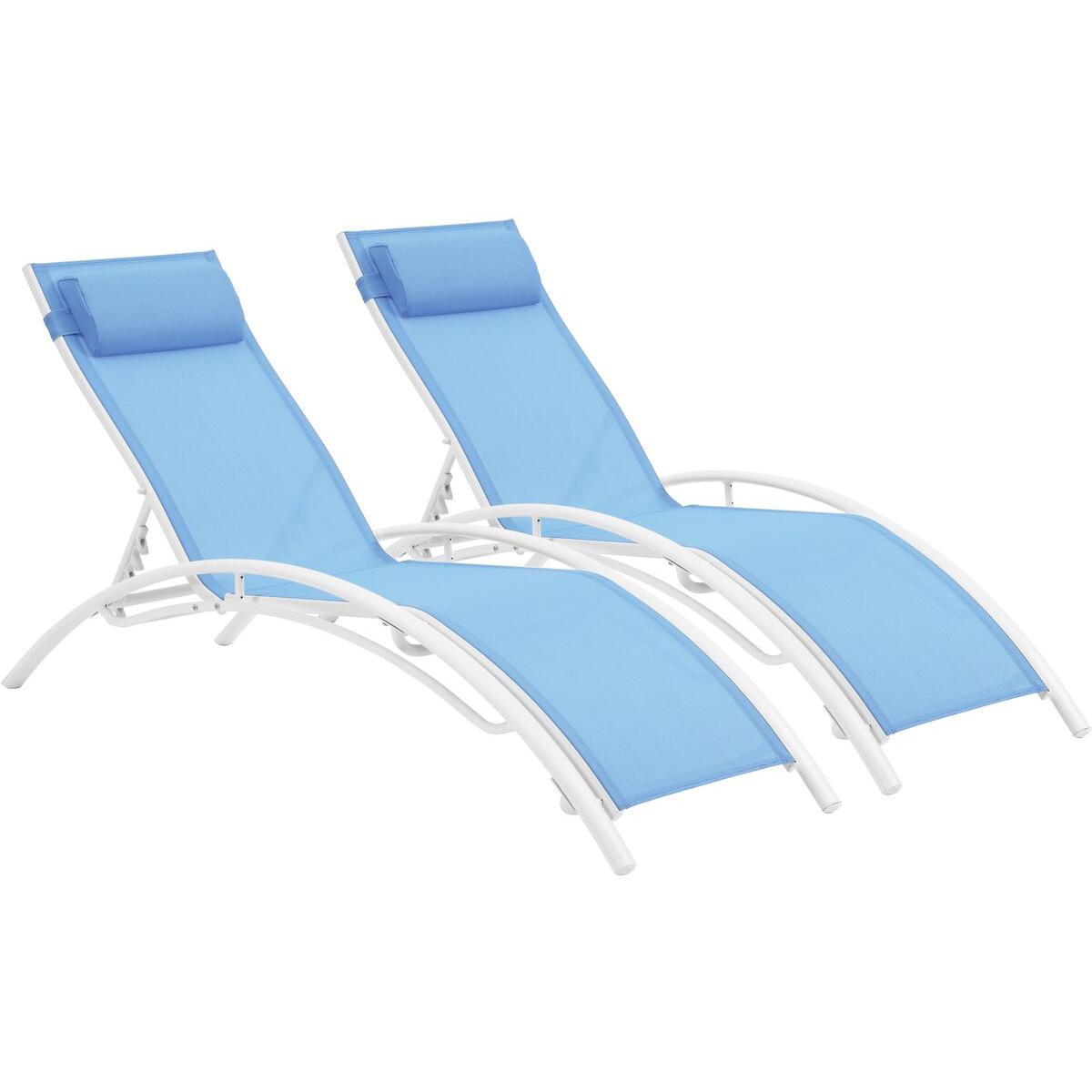 Habitat y Jardin - Conjunto de dos tumbonas de aluminio Beauty - "Phoenix" - Azul