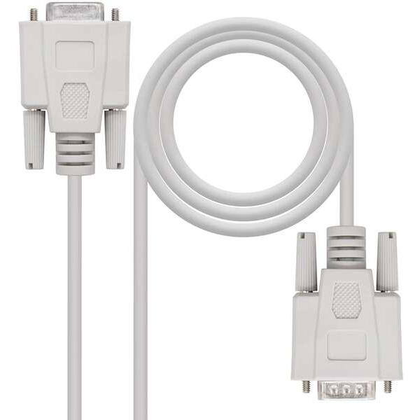 Nanocable cable serie rs232 db9 macho a db9 hembra 1.80m - color beige