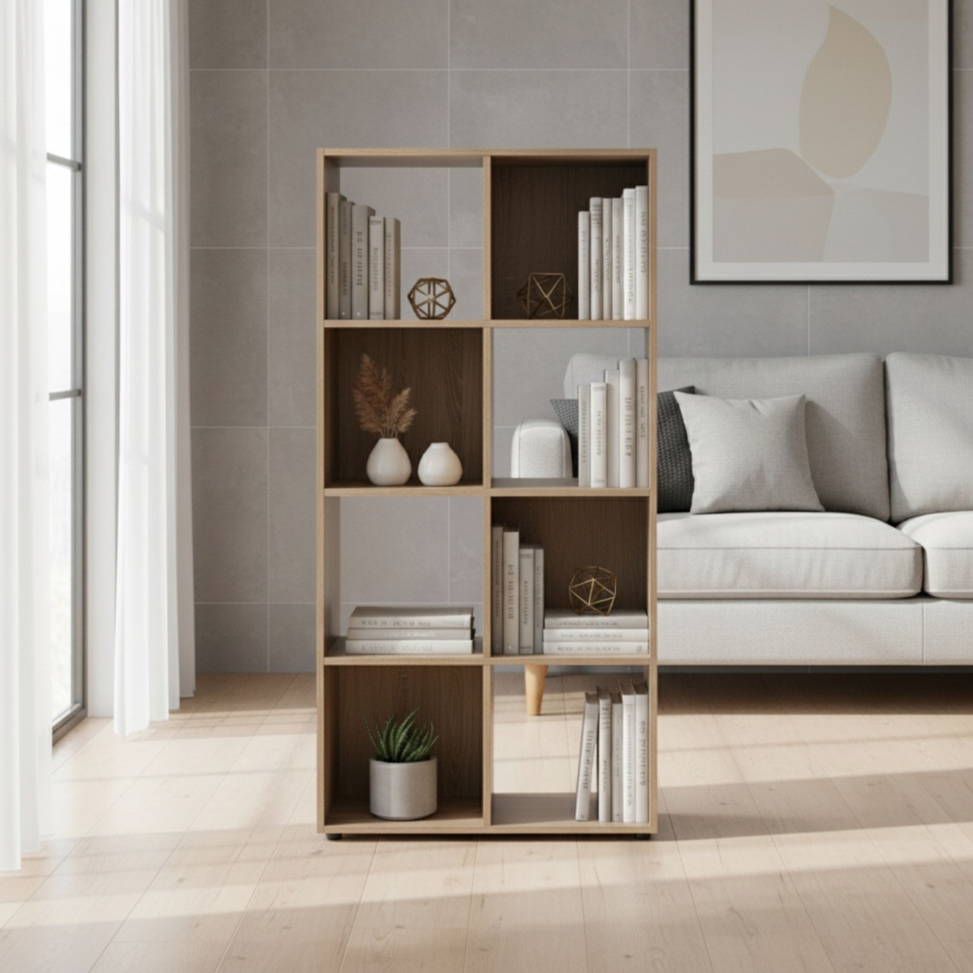 MOBLEKIT | Estanterías de Cubo Roble Modulares de Madera con Diferentes Compartimentos y Opciones con Puertas, Librerías y Muebles de Almacenaje para Dormitorio, Cocina o Entrada