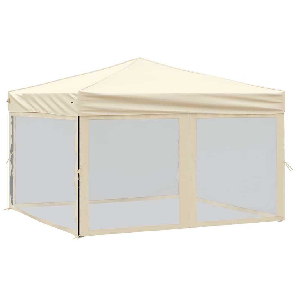 vidaXL Carpa para fiestas plegable con paredes laterales crema 3x3 m