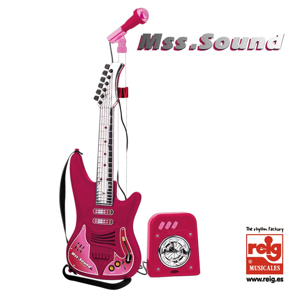 Set Guitarra Micrófono Y Bafle Rosa (Reig 8431)