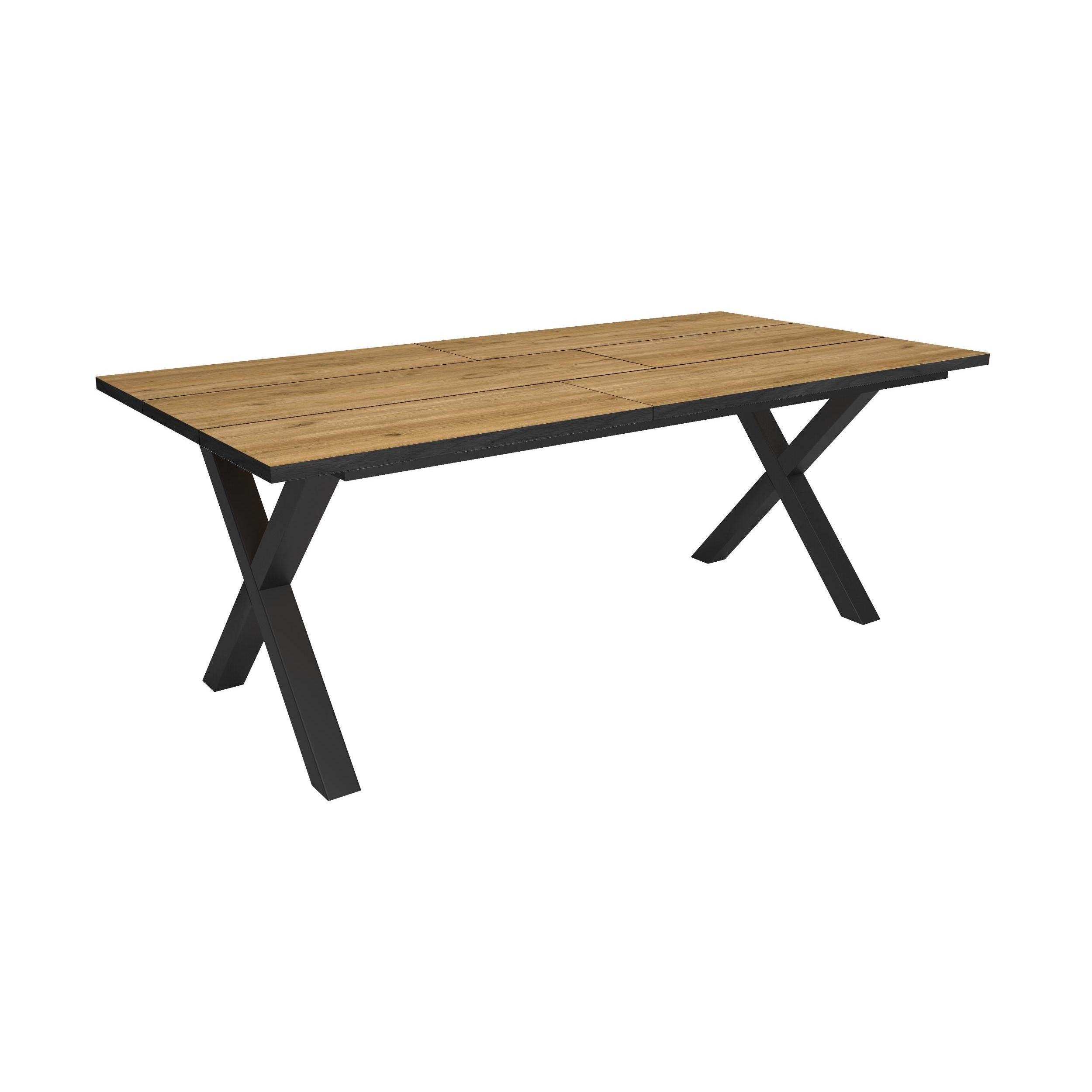 Skraut Home, Mesa Comedor, Mesa Fija Cocina y Salón, 194x90x74cm, Para 10 Comensales, Muebles Comedor, Estilo Industrial, Roble y negro