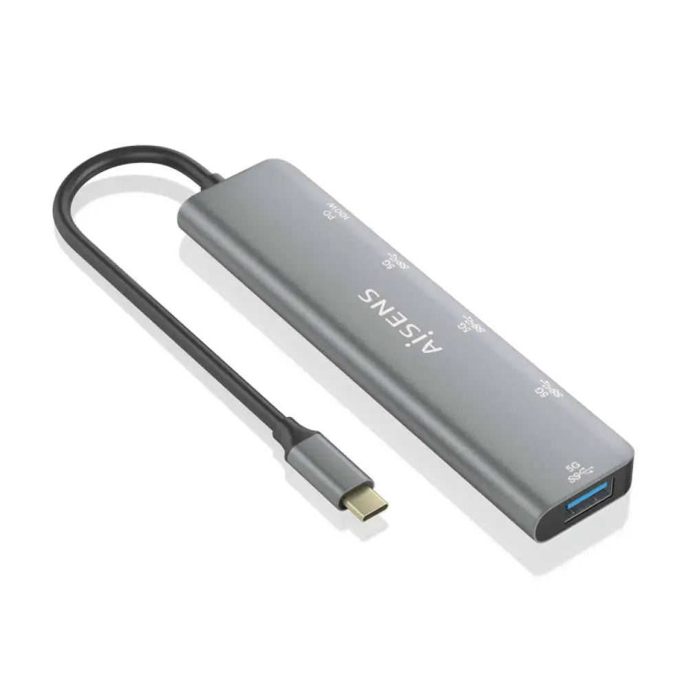 Hub AISENS 5 puertos 5Gbps modelo A109-0857 USB-C Power Delivery 100W gris