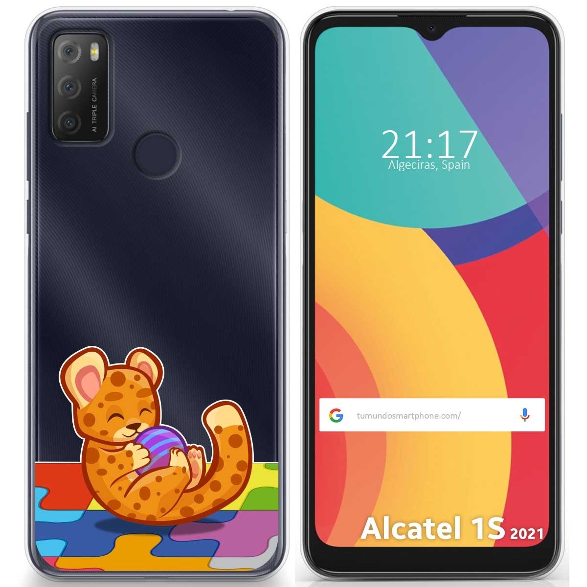 Tumundosmartphone Funda Gel Transparente para Alcatel 1S 2021 / 3L 2021 diseño Leopardo Dibujos