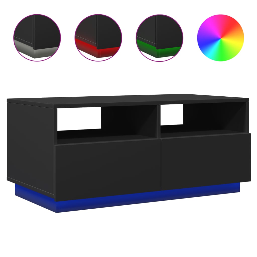 Vidaxl Mesa de Centro con Luces LED 90x49x40 Cm Blanco