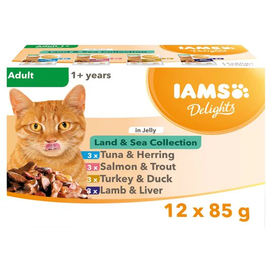 IAMS DELIGHTS ADULT LAND Y SEA COLLECTION IN JELLY MULTIPACK 12X85GR