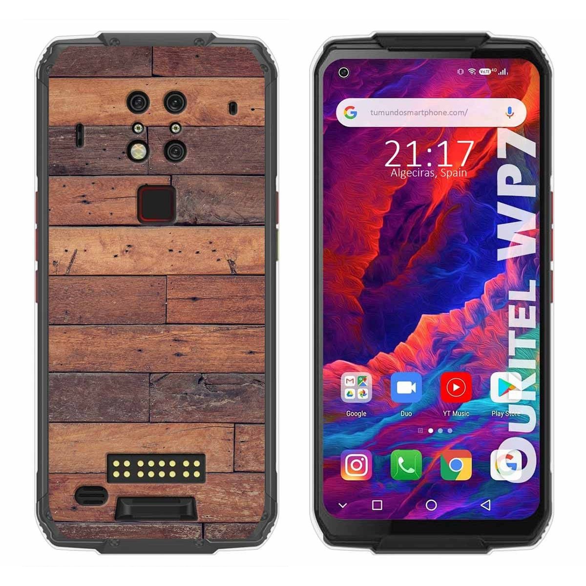 Tumundosmartphone Funda Gel Tpu para Oukitel Wp7 diseño Madera 03 Dibujos