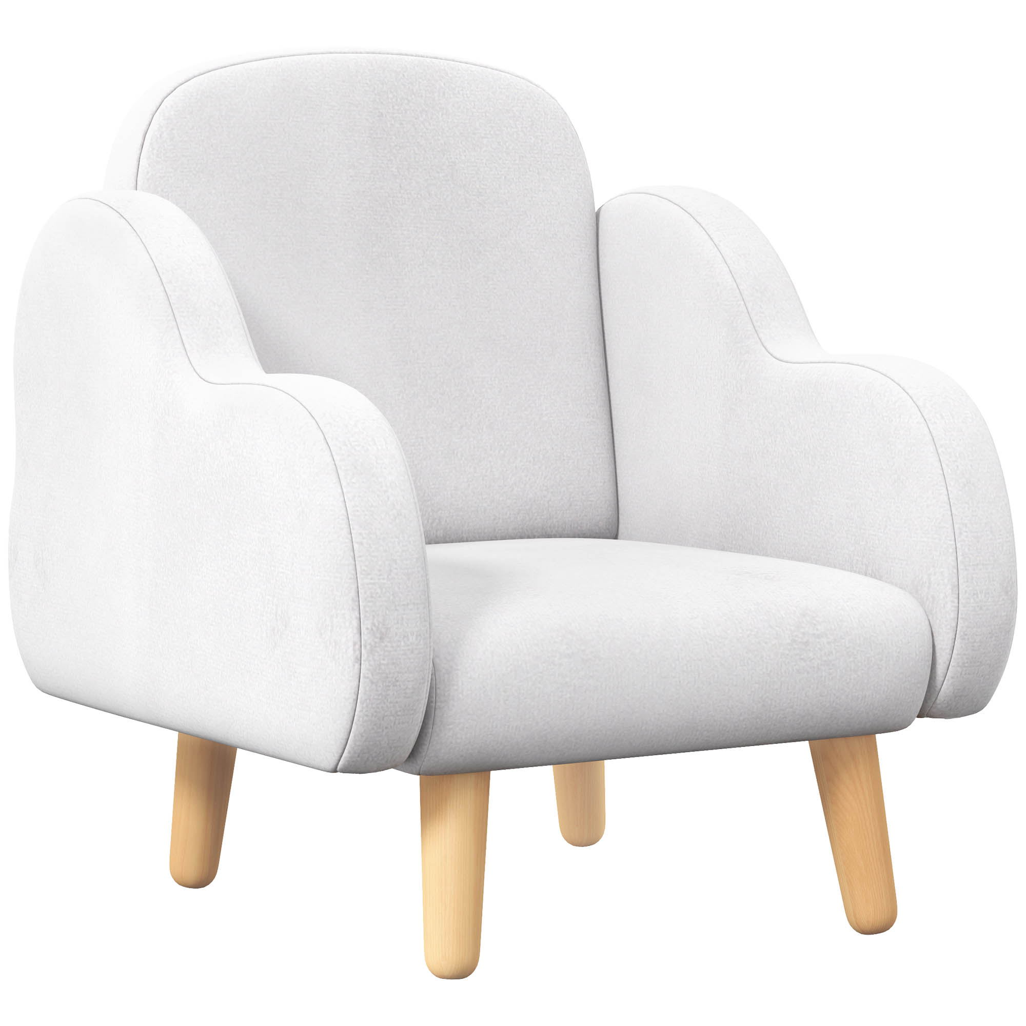 ZONEKIZ Sillón para Niños Sillón Infantil Diseño de Nube con Tacto Súper Suave y 4 Patas para Niños de 1,5-3 Años Carga 40 kg 46x51x55 cm Blanco
