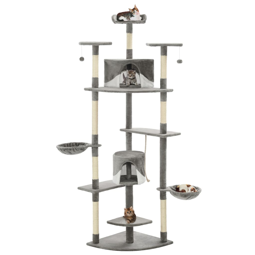 vidaXL Rascador para Gatos con Poste de Sisal 203cm y Mascotas Color Beige,  Gris,  Marrón y mas