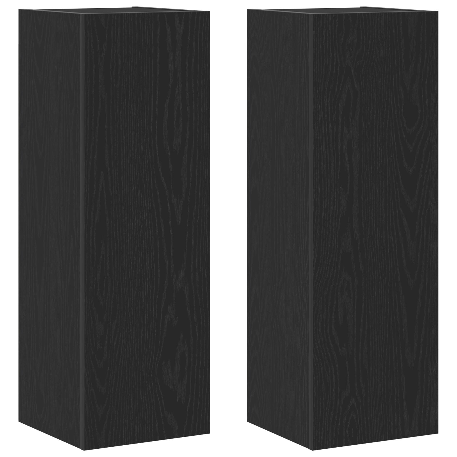 Gabinetes de TV de pared vidaXL 2 pcs Negro Roble 30,5x30x90 cm Madera