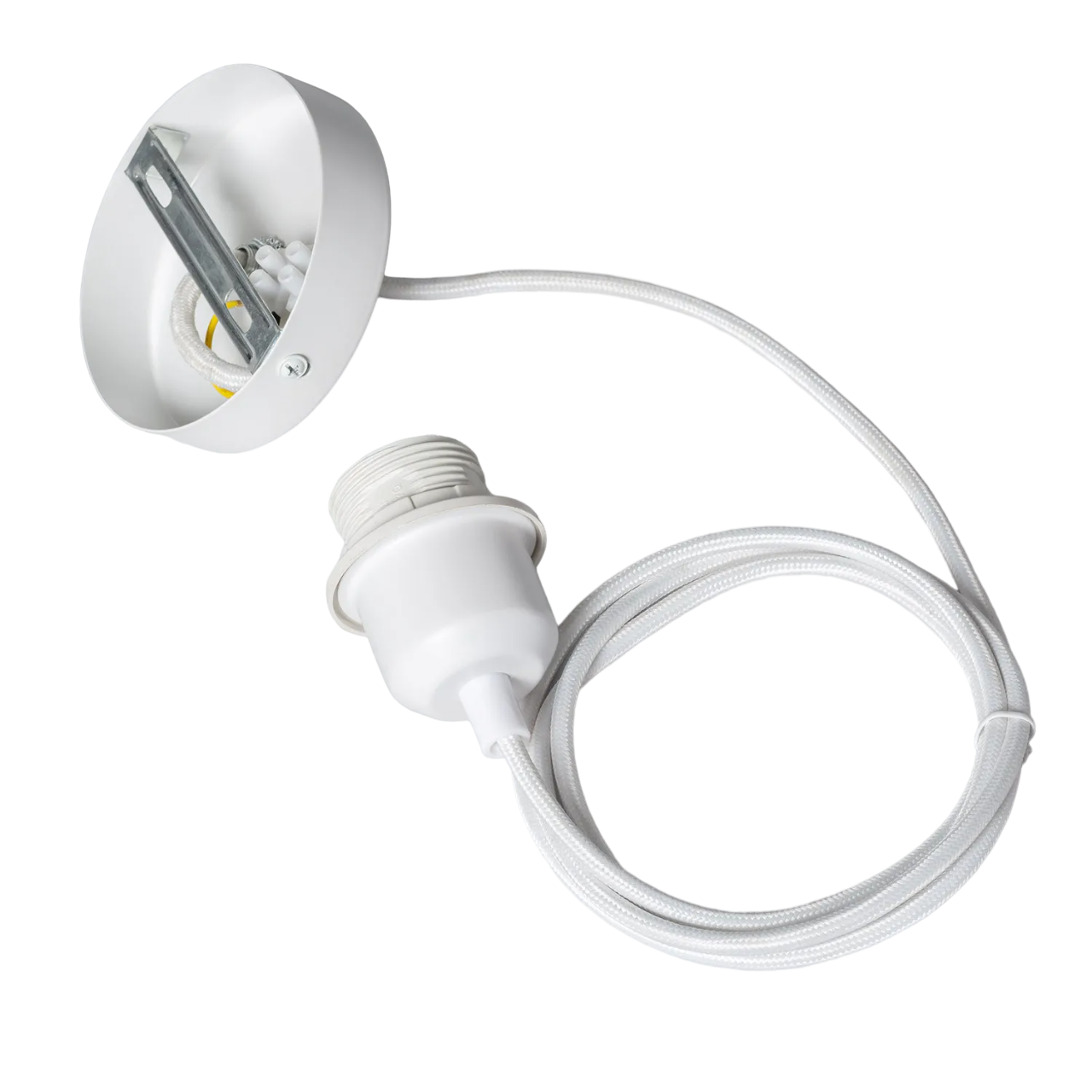 Ledkia Soporte con Portalámparas para Lámpara Colgante con Cable Textil Blanco