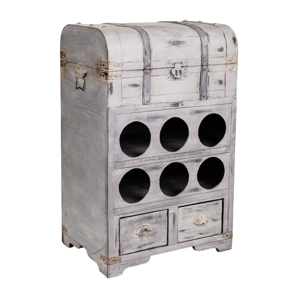 WANDERLUST DECO Baul Botellero de Madera con Arcon y Hueco para 6 Botellas - Armarios para Vinos y Bebidas