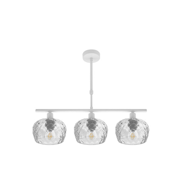 FABRILAMP Lampara Estela 3xe14 Blanca Regx55x13 Cm C/tulipas Cristal Tallado Transparente