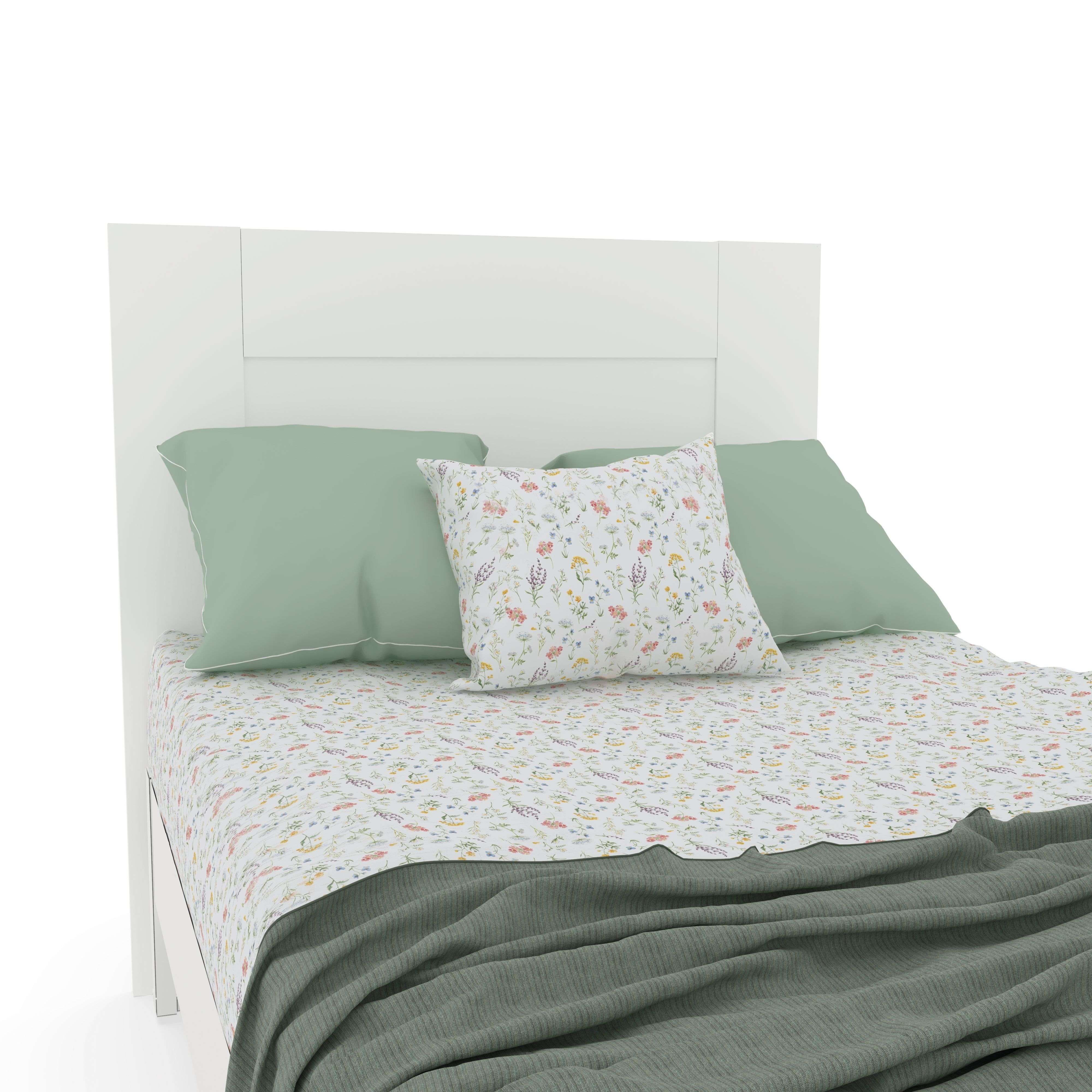Miroytengo Cabecero de Cama Aroa 100 cm, Cabezal Dormitorio, Melamina Blanco mate