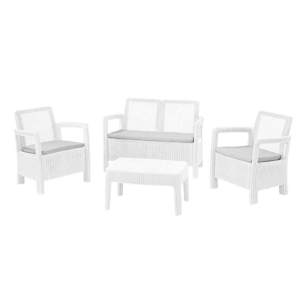 KETER Conjunto de Jardín EXTERIOR TARIFA LOUNGE sofá + sillones + mesa color grafito resina alta resistencia terraza sillas