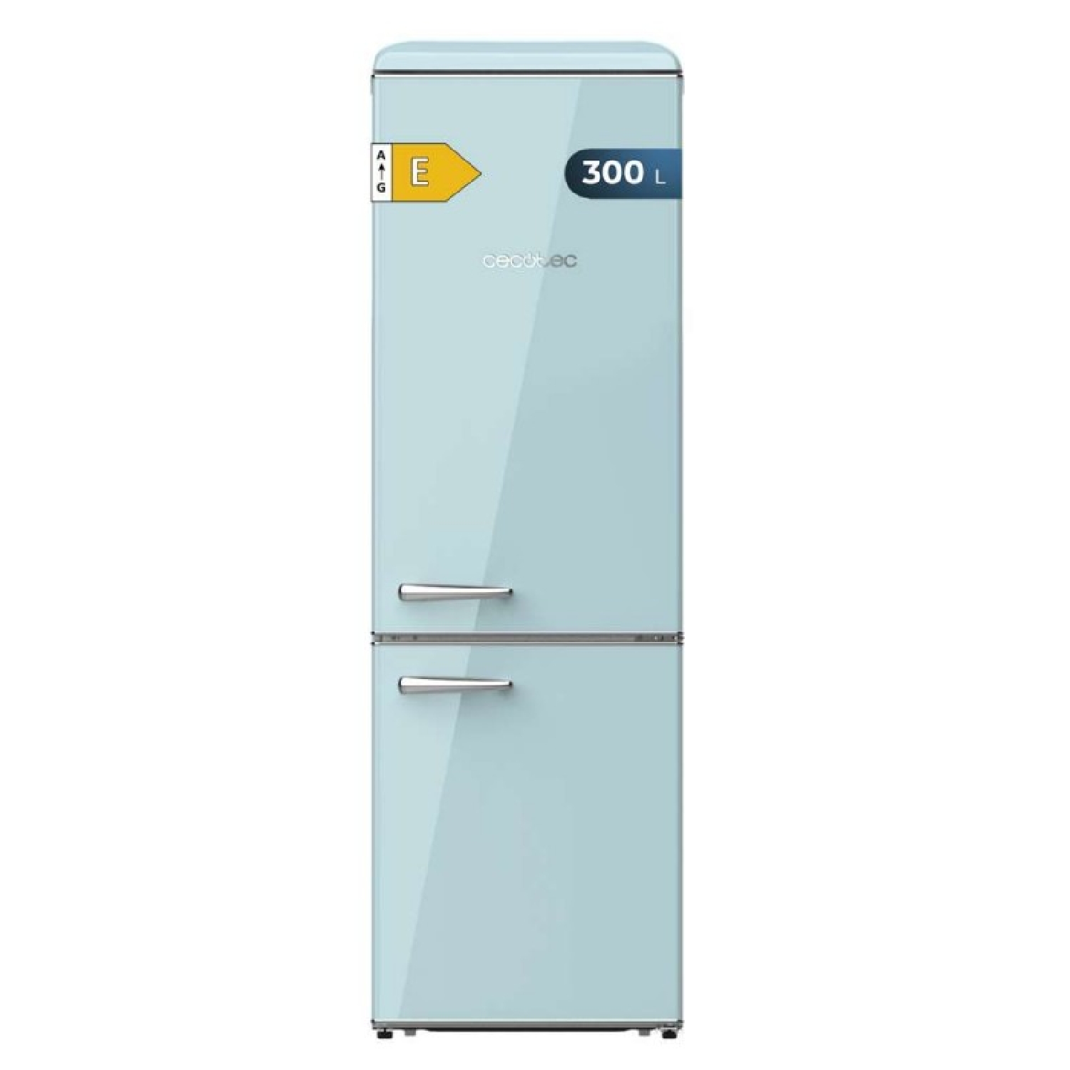 Cecotec Frigorífico Retro Combi de 300L Bolero CoolMarket Combi Origin 300 Blue E, Clase E, Luz interior, Crisper Box