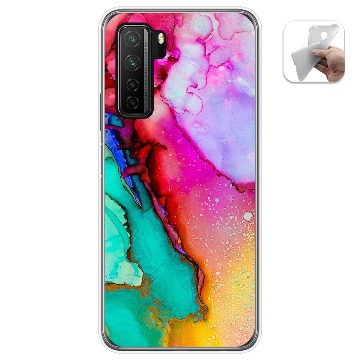 Tumundosmartphone Funda Gel Tpu para Huawei P40 Lite 5G diseño Mármol 15 Dibujos