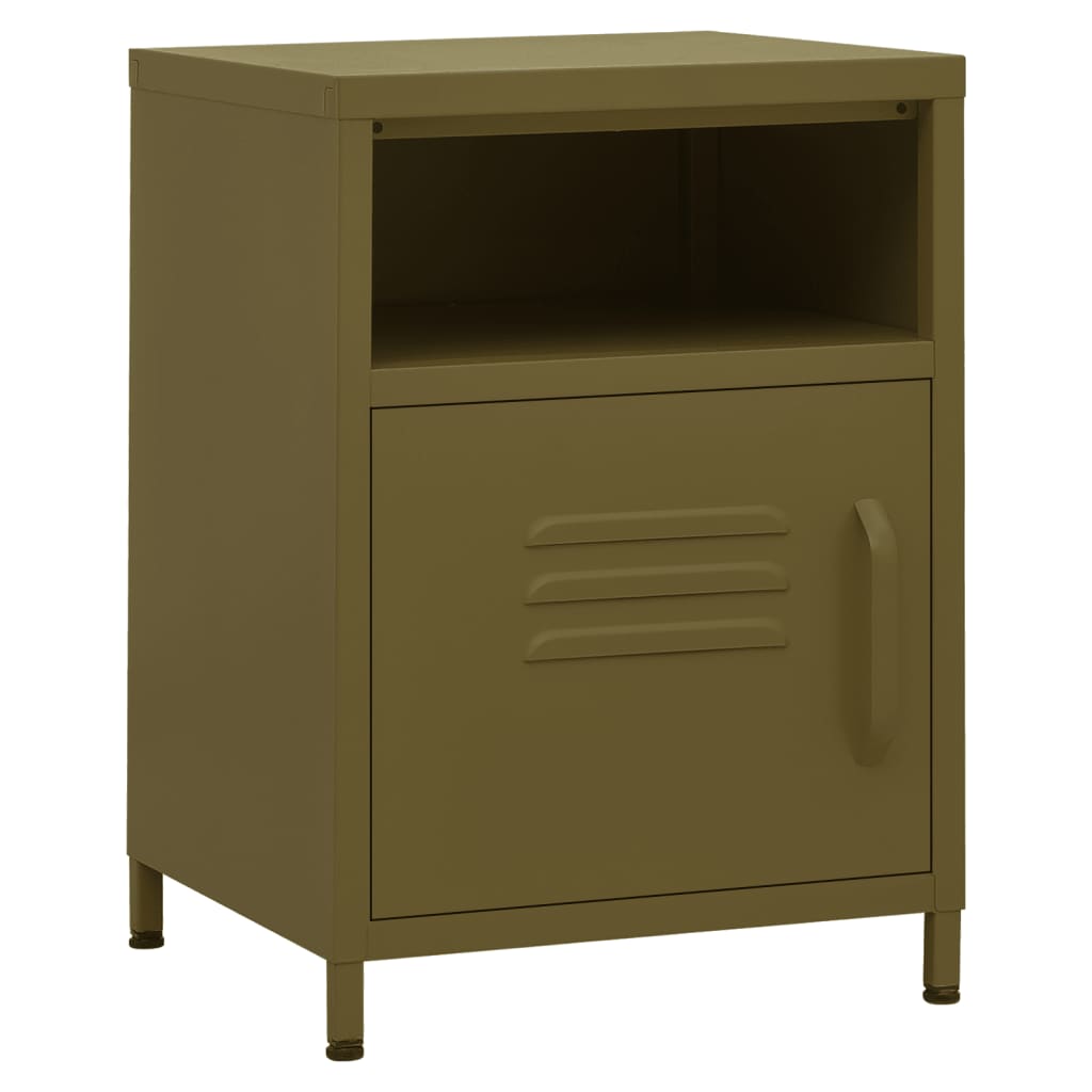 vidaXL Mesita de noche acero 35x35x51 cm en color Blanco/Menta/Verde oliva | estructura resistente ideal para salón dormitorio o estudio