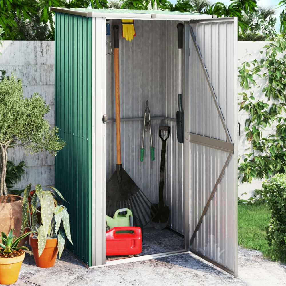 vidaXL COBERTIZO DE JARDÍN ACERO GALVANIZADO VERDE 118,5X97X209,5 CM