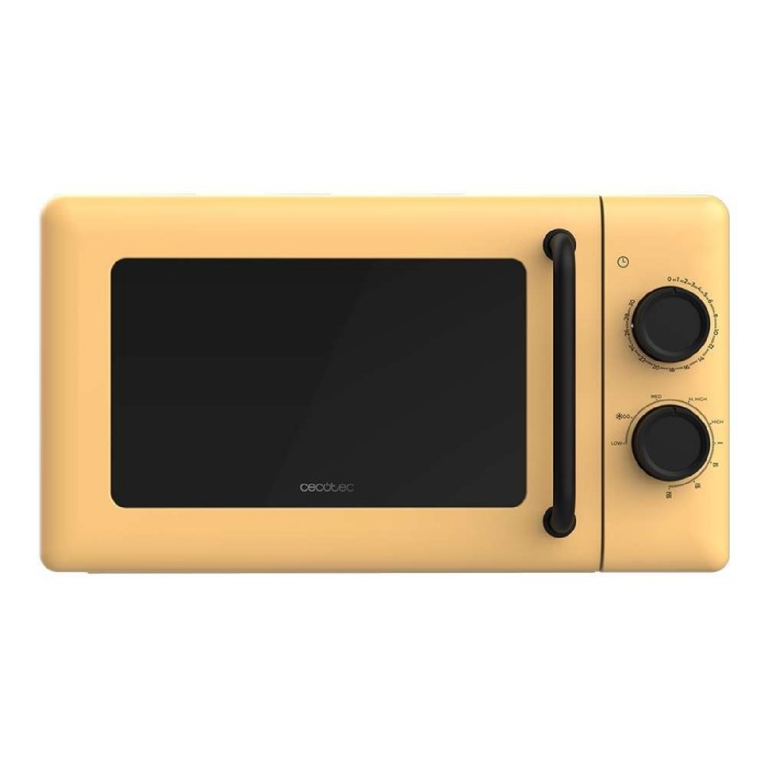 Cecotec Microondas Mecánico con Grill de 20L Proclean 3110 Yellow. 700W en 6 Niveles y Grilll de 800W, Modo Descongelación