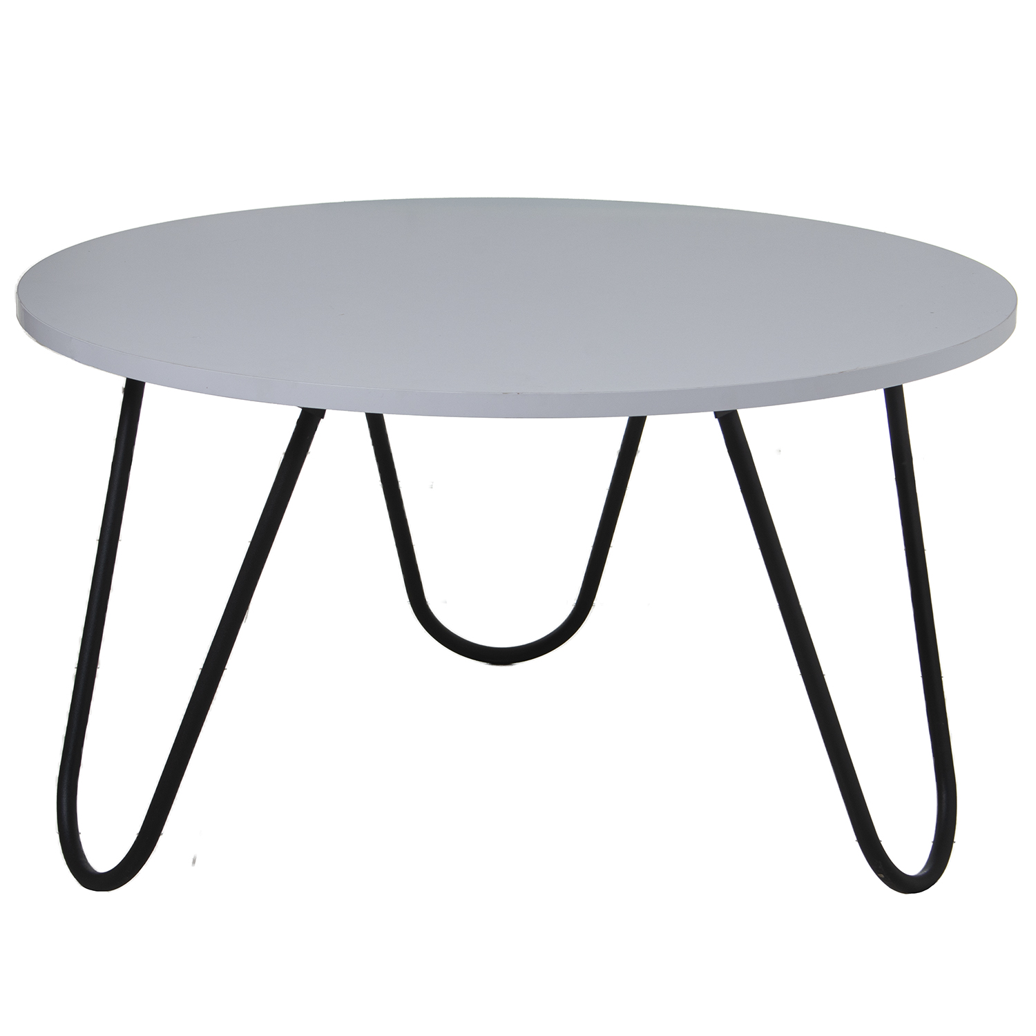 Mesa centro madera blanca patas metal blanco 80x44cm