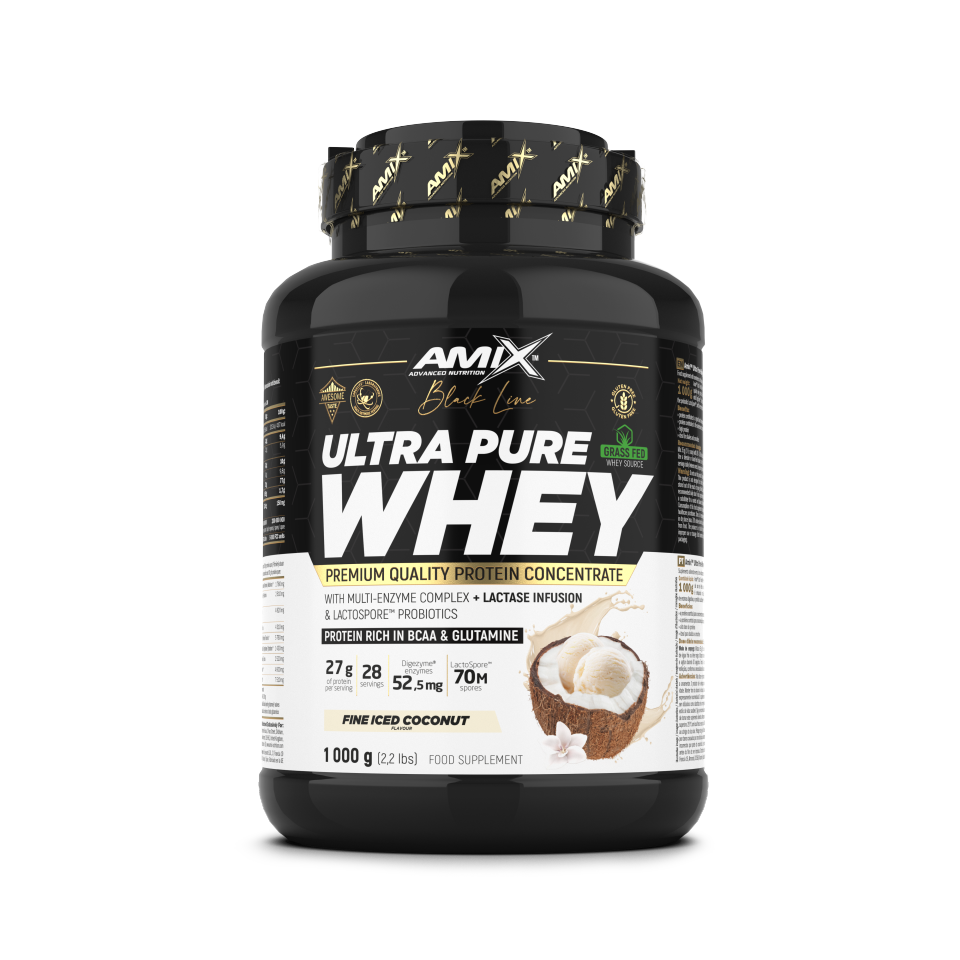 Amix Nutrition  Black Line Ultra Pure Whey 1 kg – Proteína Aislada CFM® Alta Pureza, Rápida Absorción y Digestión - Amix