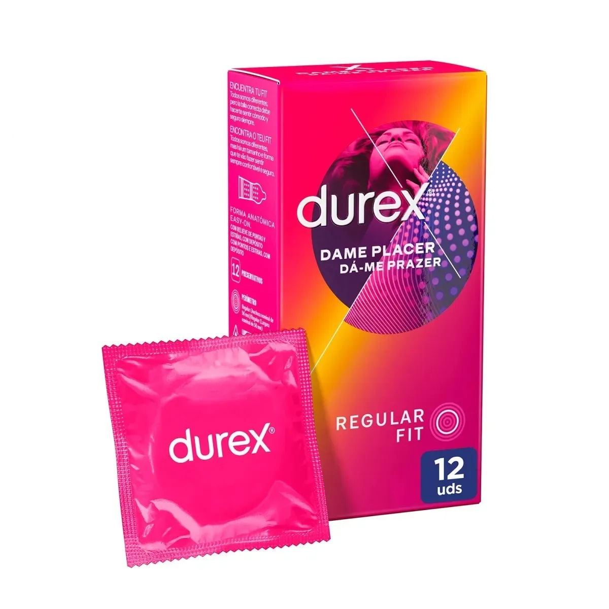 Durex - Durex - Preservativos Dame Placer para Mayor Sensación, Pack 12 Condones, Sexo Seguro