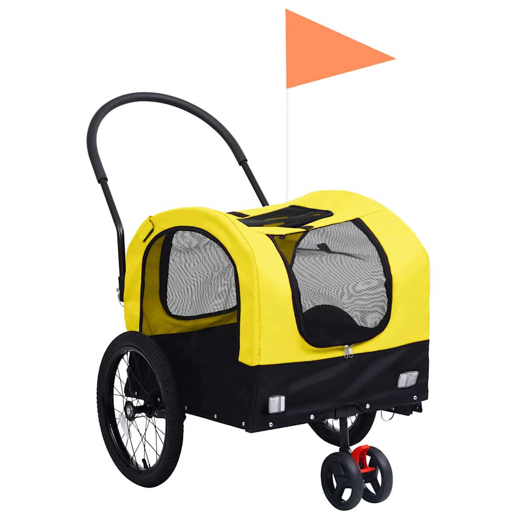 vidaXL Remolque de Bicicleta Mascotas Carrito 2 en 1 Perros Color Amarillo y negro,  Azul y negro,  Rojo y negro y mas