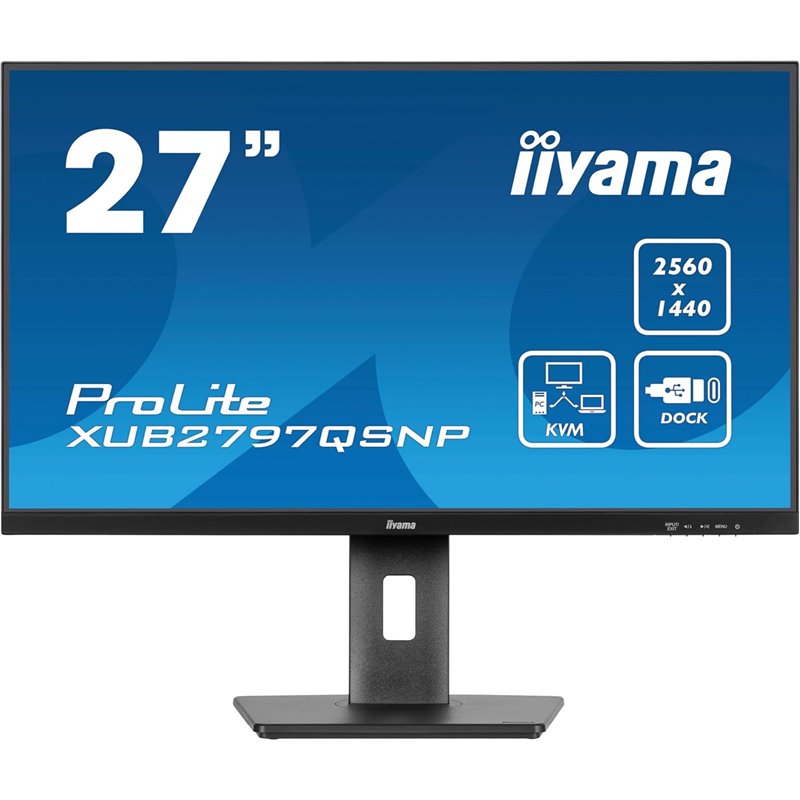 Monitor iiyama Prolite XUB2797QSNP-B1 27" IPS QHD 100Hz USB-C Dock 96W Altavoces Altura Ajustable