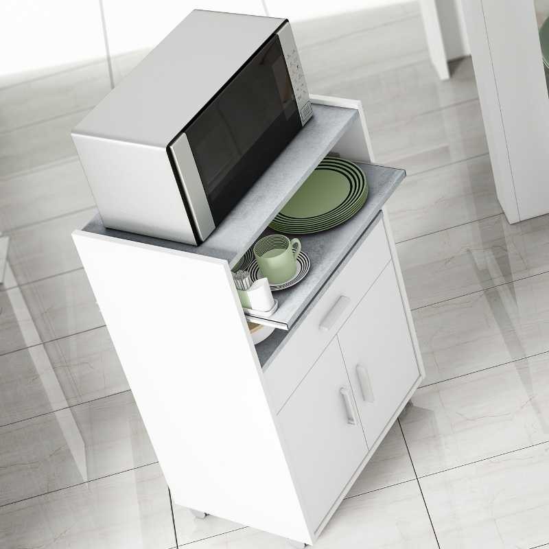 Mueble auxiliar mueble cocina para microondas Yuka, aparador color blanco,  muebles para el hogar, mueble almacenaje