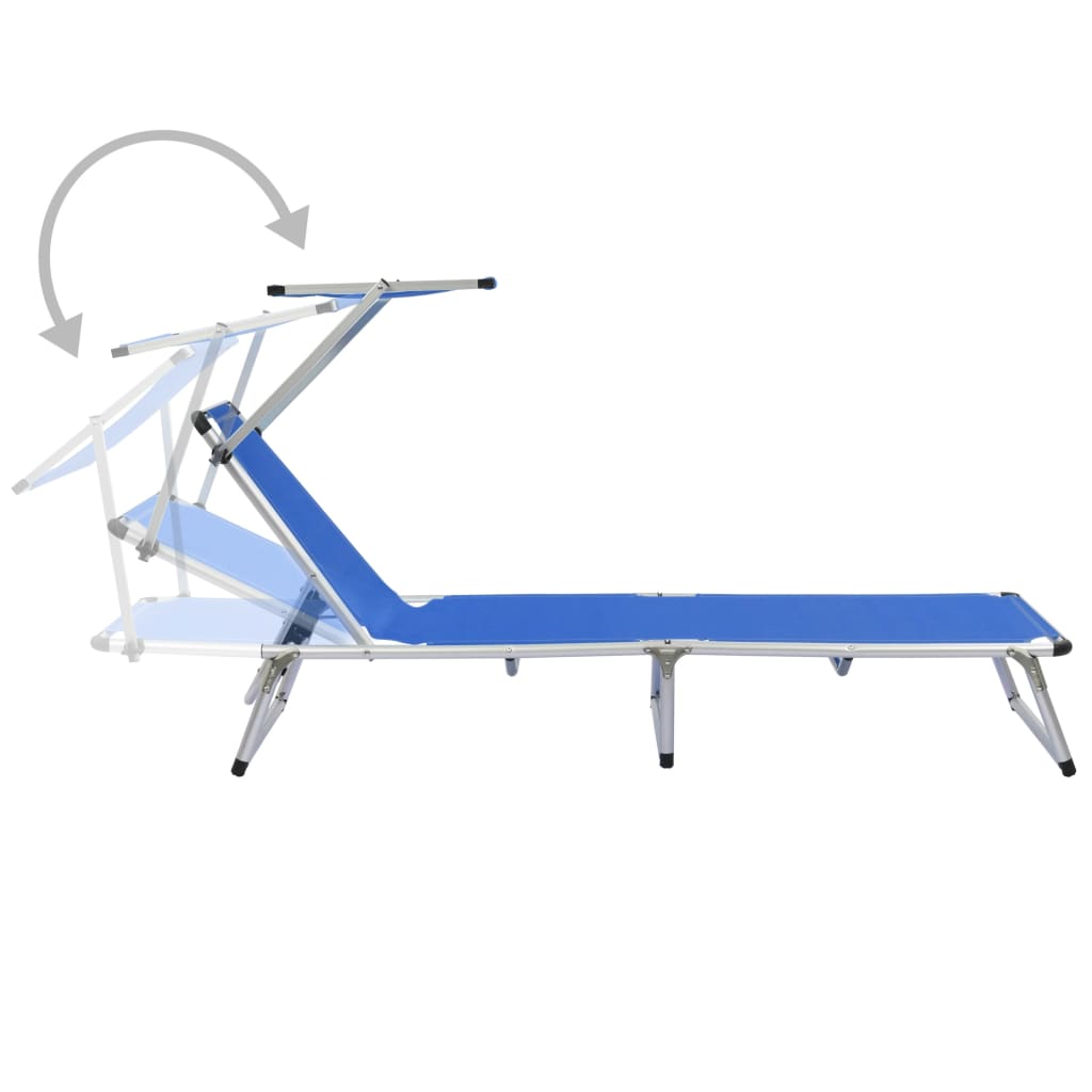 Vidaxl Tumbona Plegable con Techo de Aluminio y Textileno Azul - Ideal para Exterior