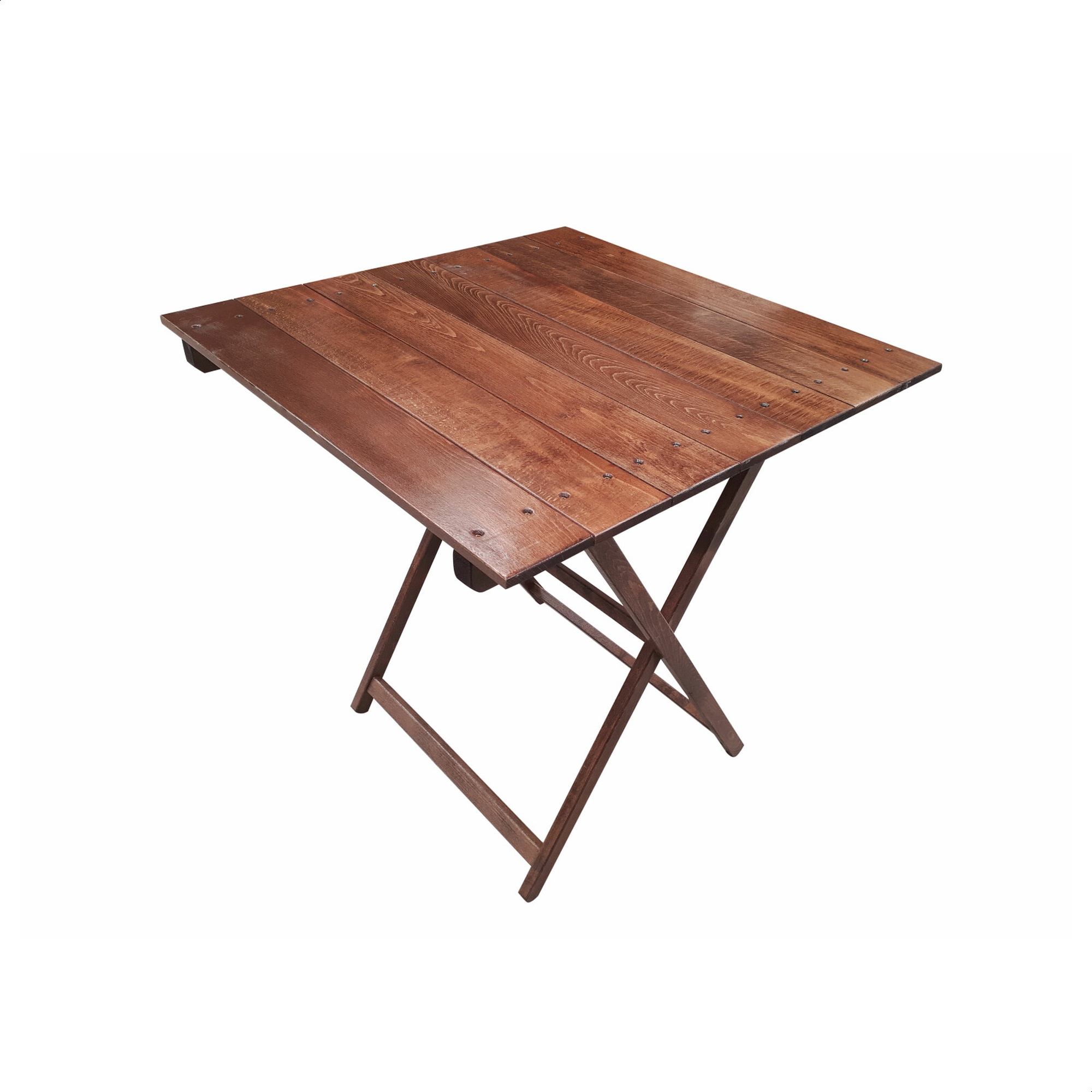 Velador de haya plegable con tablillas 70x70 nogal