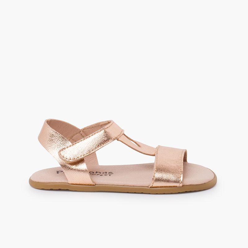 Pisamonas Sandalias barefoot tiras empeine metalizadas
