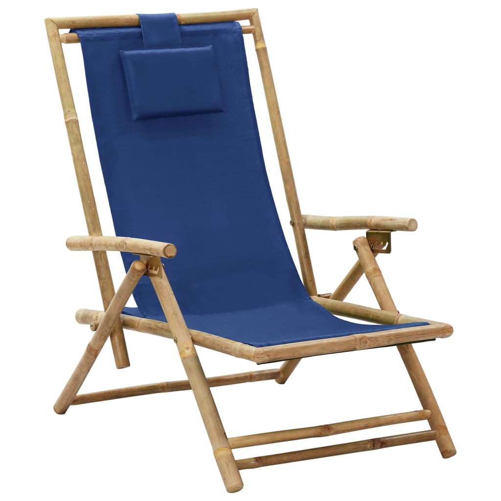 vidaXL Silla de relax reclinable de bambú y tela