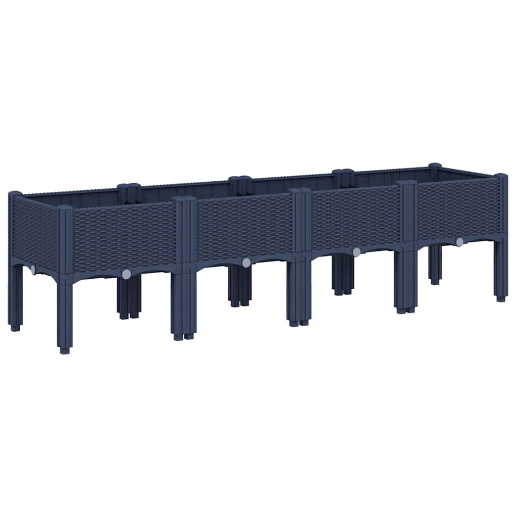 vidaXL Jardinera con patas PP azul gris 160x40x42 cm