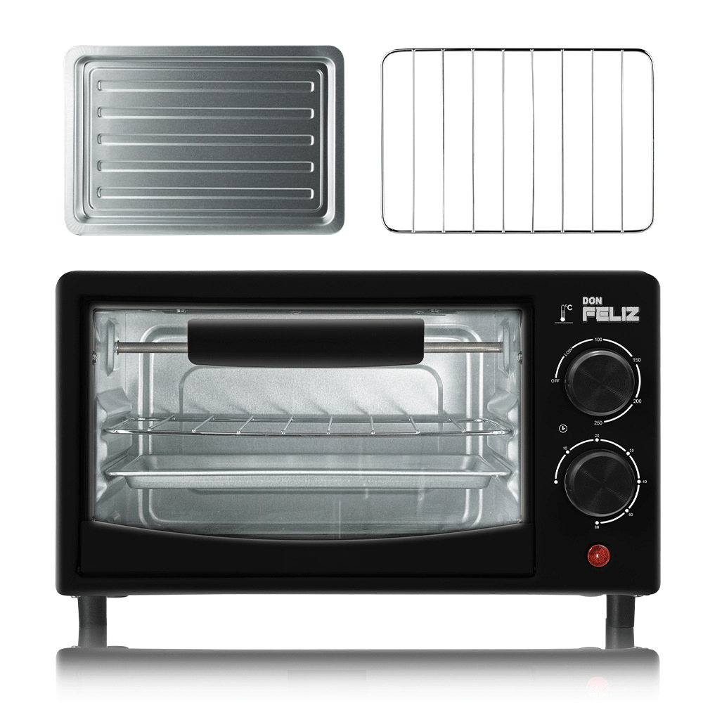Mini Horno Eléctrico 12L Multifuncional con Temporizador 60 Min y Temperatura Ajustable 0-230 °C, Compacto para Pan, Pasteles y Pizza