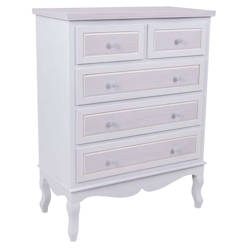 Wonderlust Deco - Cómoda de madera blanca de 80x40x105 cm Blanco 80x40x105 h cm