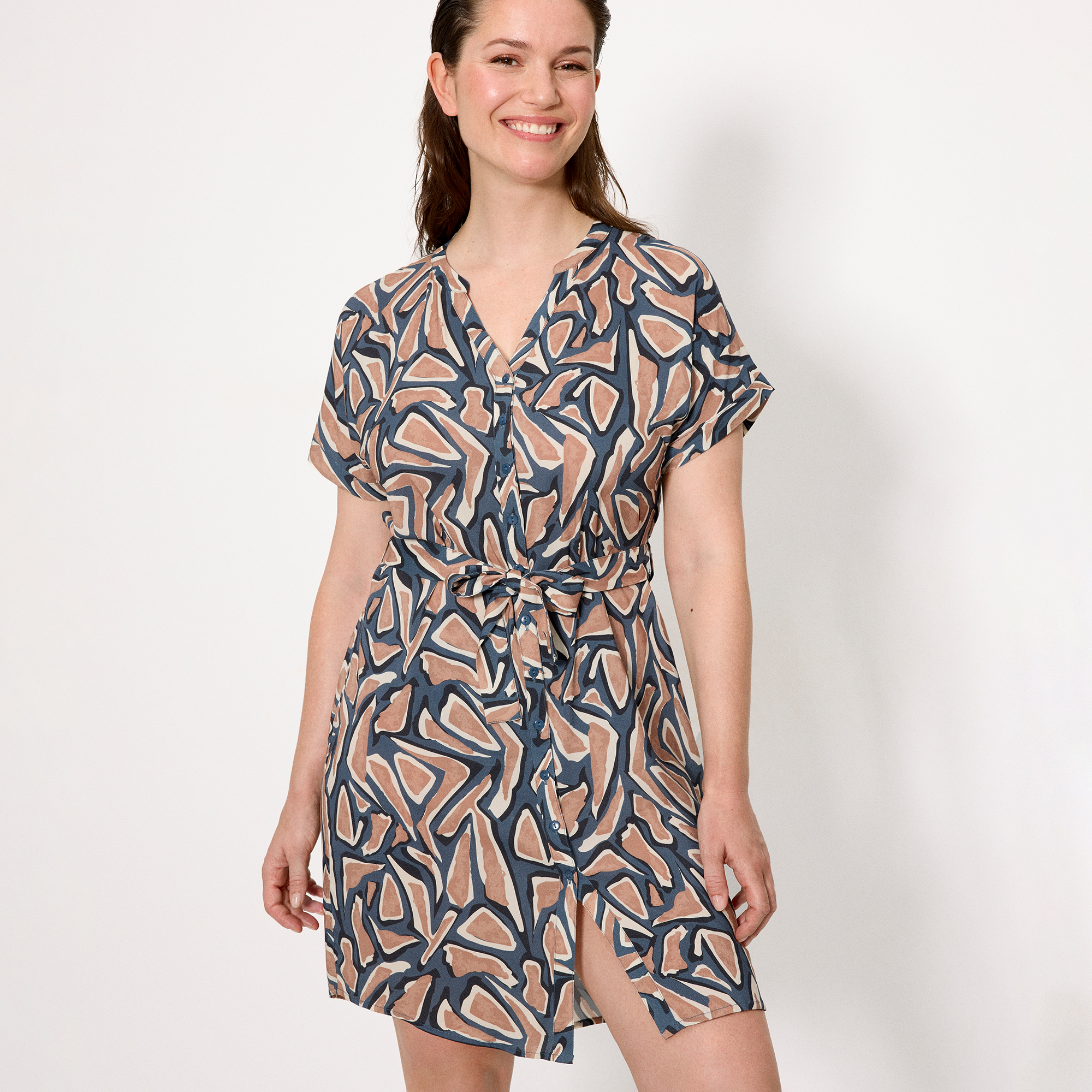 Ysabel Mora - Vestido camisero manga corta estampado