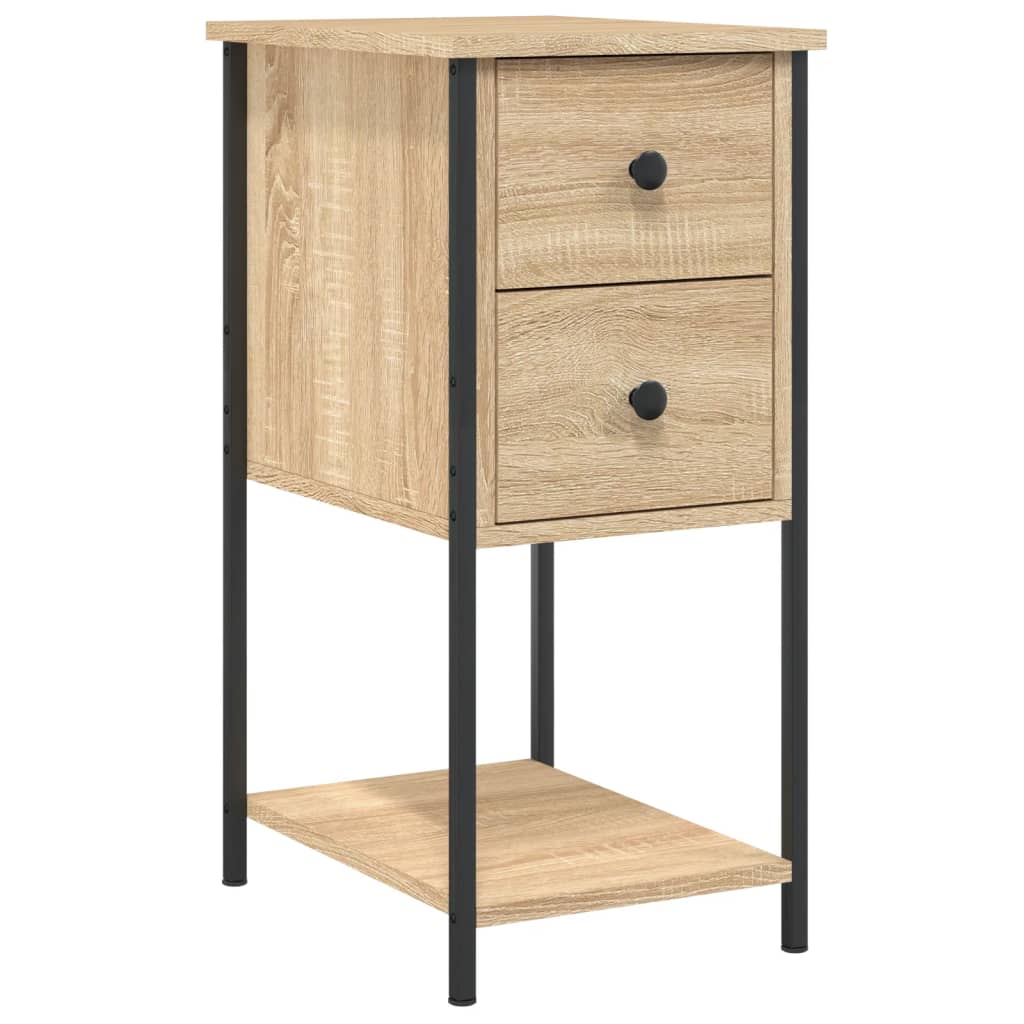 Vidaxl Mesita de Noche Madera de Ingeniería 32x42x70 Cm Negro