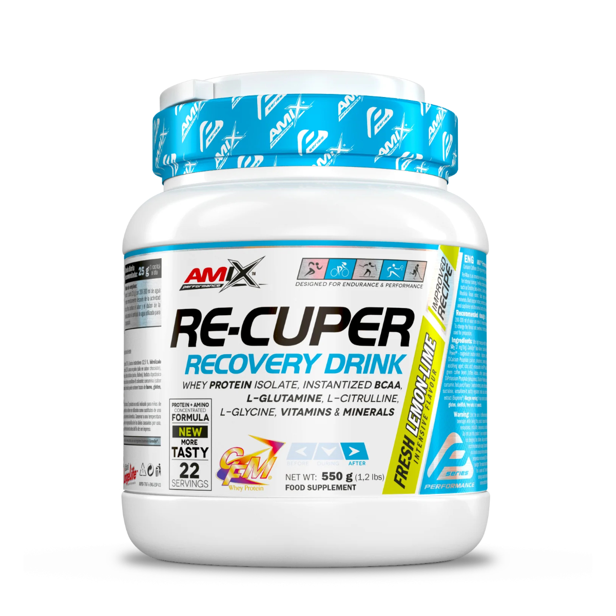 AMIX Performance Re-Cuper - 550 gr Recuperación Post-Entreno Ultra Concentrado con BCAAs, L-Glutamina y Electrolitos