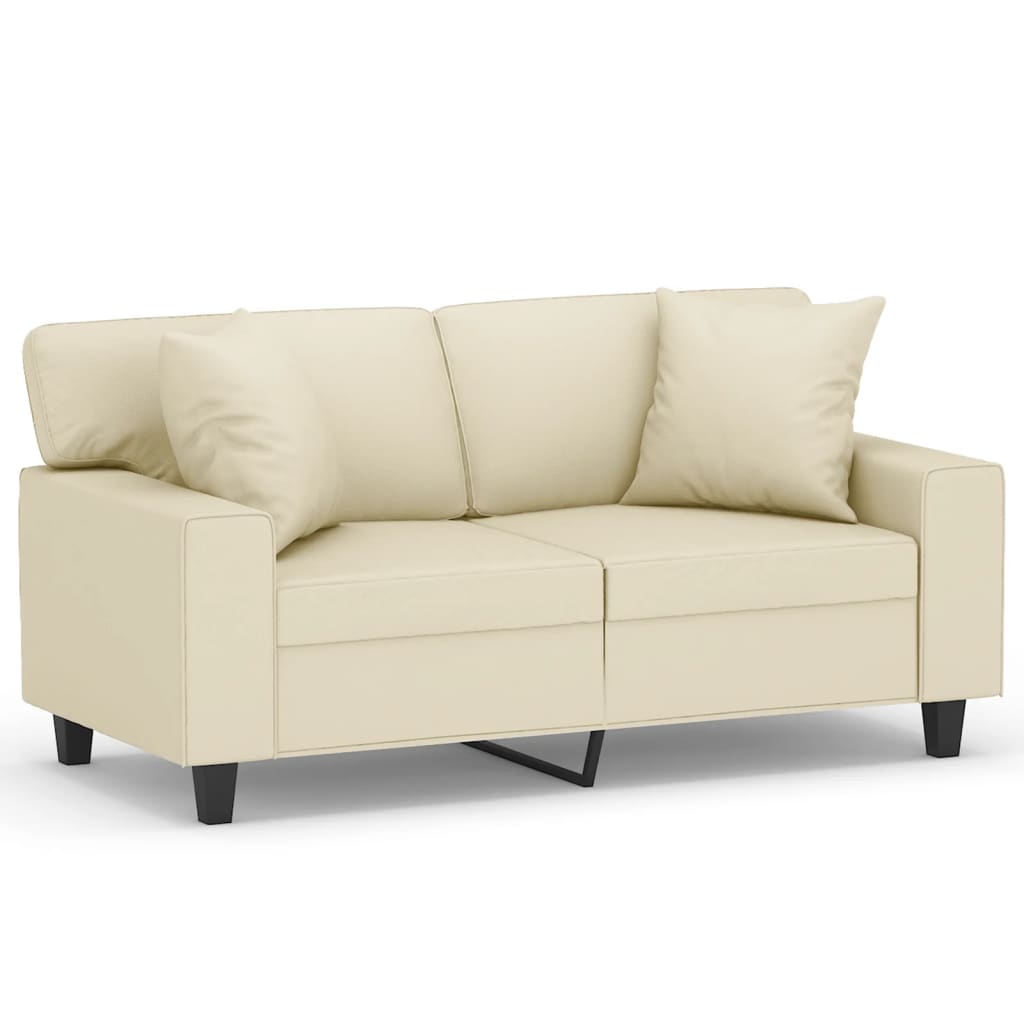 vidaXL Sofá de 2 plazas con cojines cuero sintético color crema 120 cm