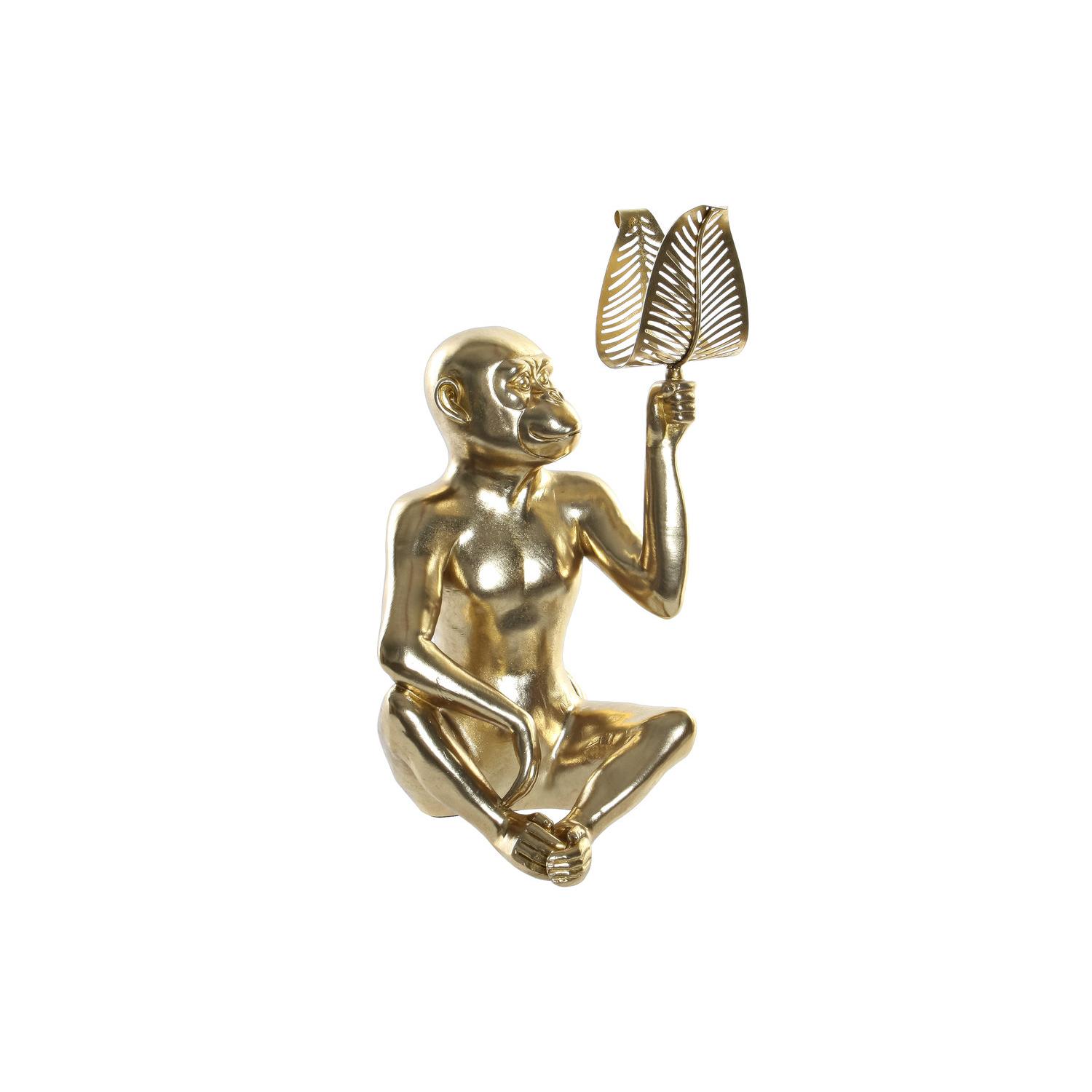 FIGURA RESINA METAL 27X25X43,5 MONO HOJA DORADO FD189964