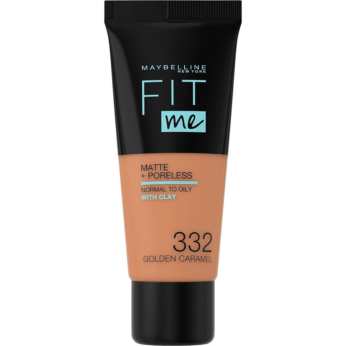 Maybelline Base de Maquillaje, FIT ME MATTE+PORELESS 332 GOLDEN CARAMEL