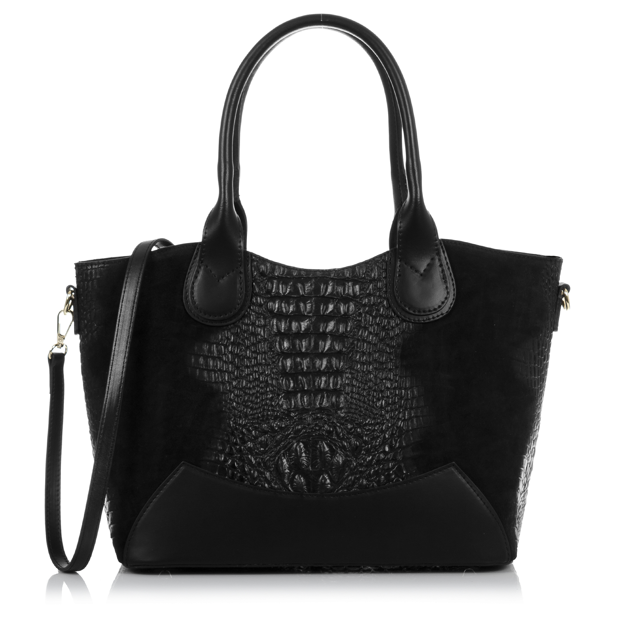 Firenze Artegiani. Adelfia Bolso tote Mujer. Piel auténtica Gamuza Grabado Cocodrilo Ruga. Made in Italy. Vera Pelle Italiana.