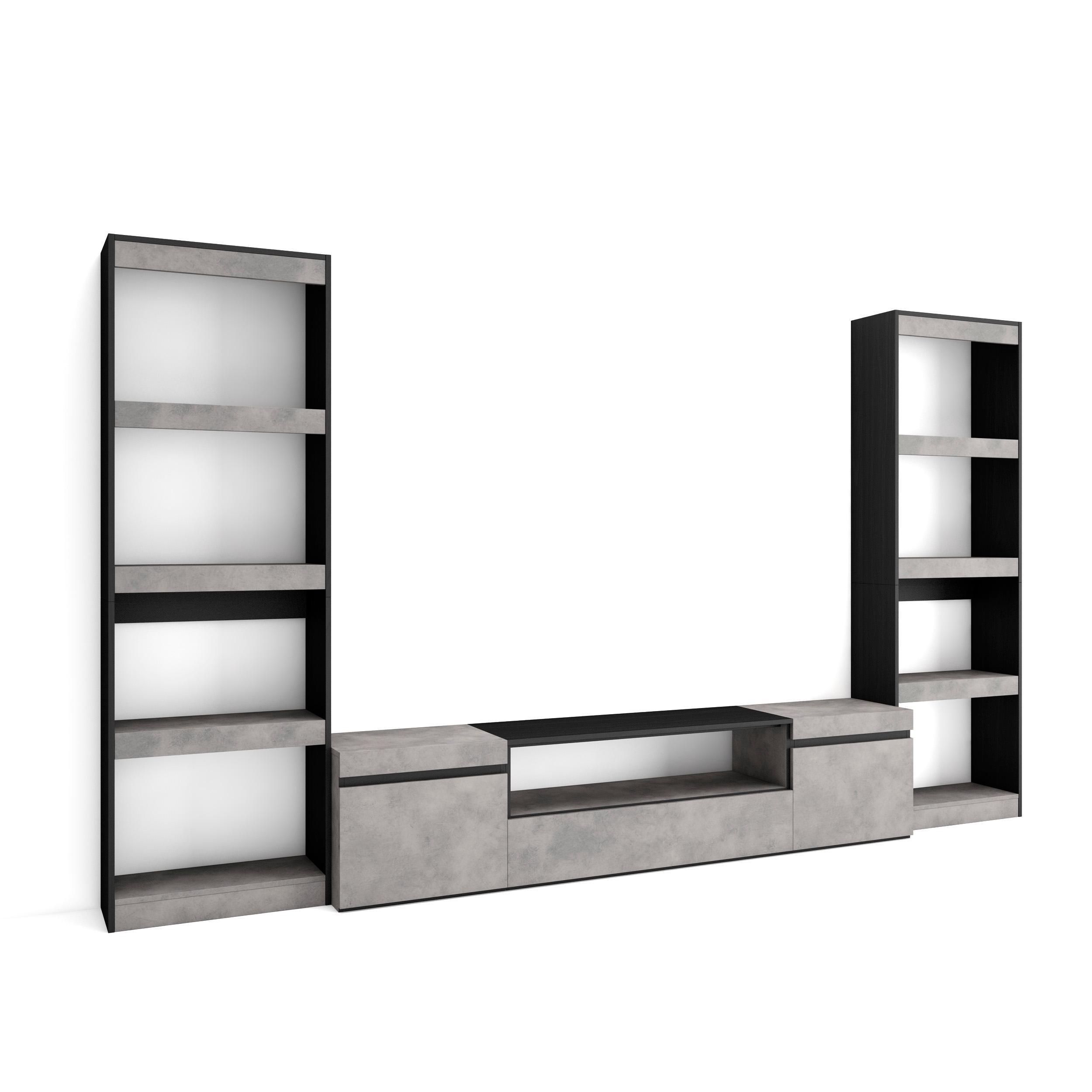 Skraut Home - Conjunto de muebles de Salón - Estantería y organización - Mueble TV - Veteado de madera - Tacto poroso de alta calidad - Estilo Moderno - Medidas totales 320x35x186cm