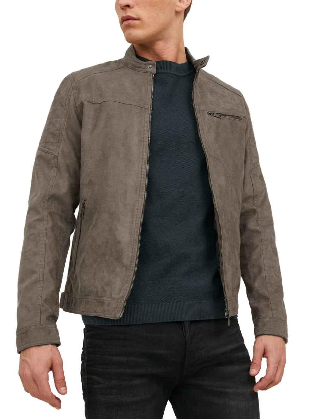 Chaqueta biker Jack&Jones Rocky ante topo de hombre