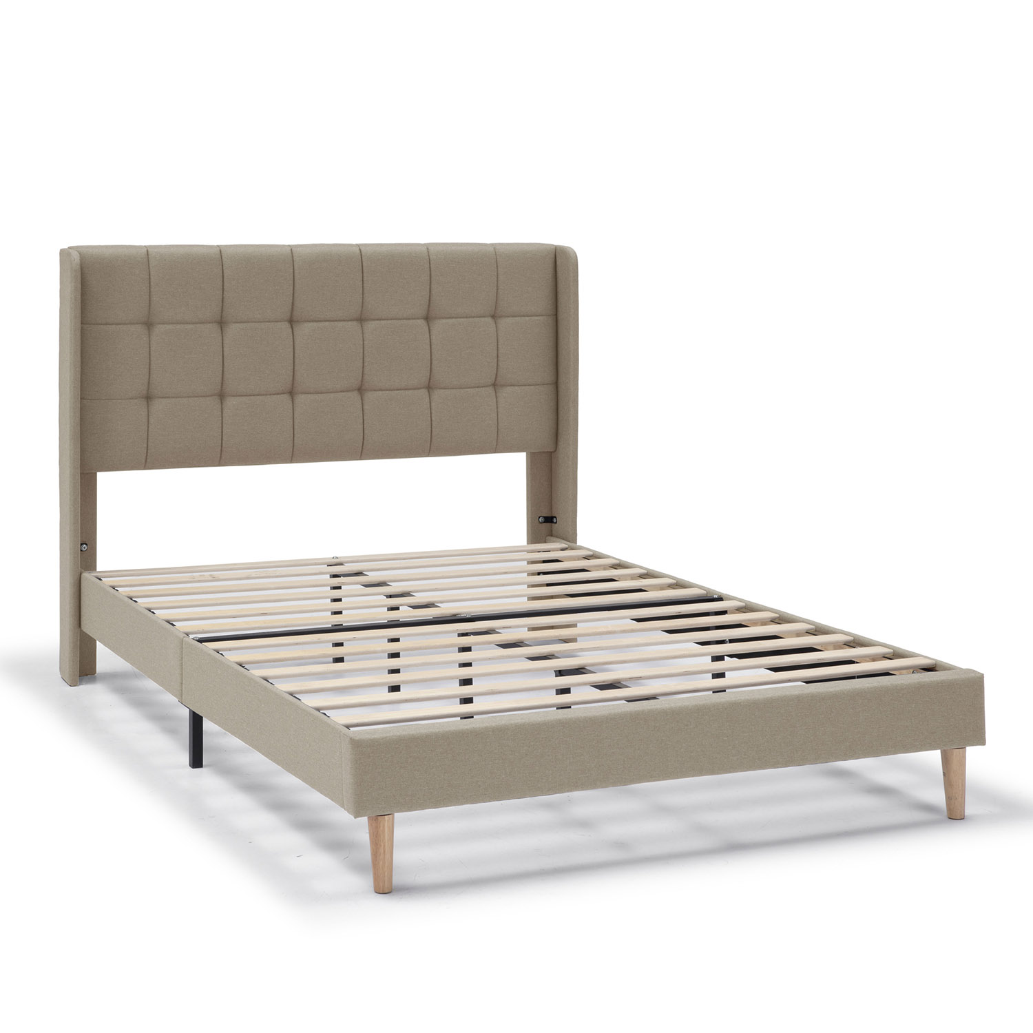 Estructura de Cama tapizada Esther de 30 cm, 135-140x190 cm, color Beige VS Venta-Stock